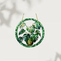 Bohemian Monstera Plant Suncatcher with colorful tropical leaf design