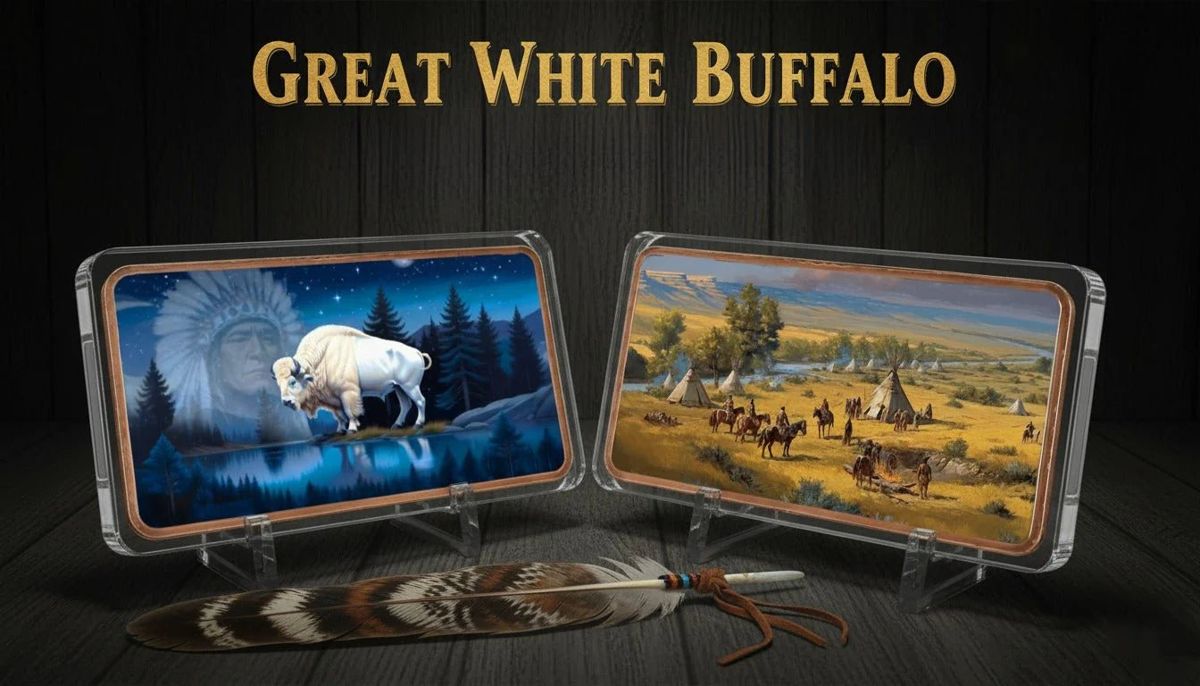 Great White Buffalo 10oz colorized .999 fine copper bar in protective capsule