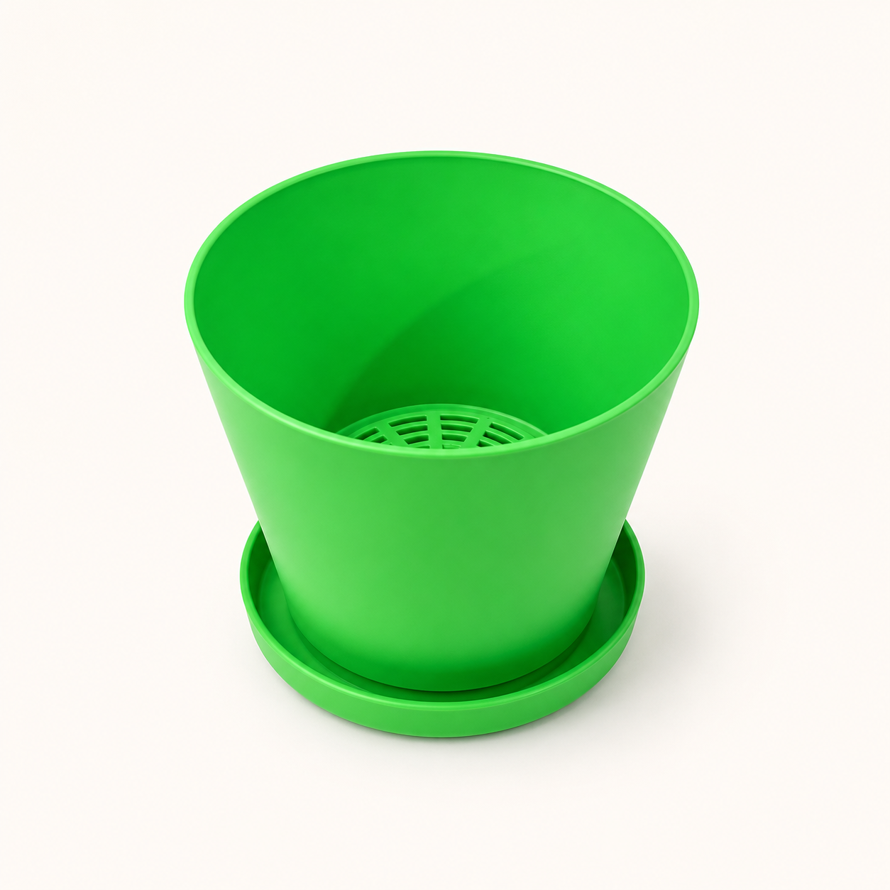 4" Pot and saucer - Green