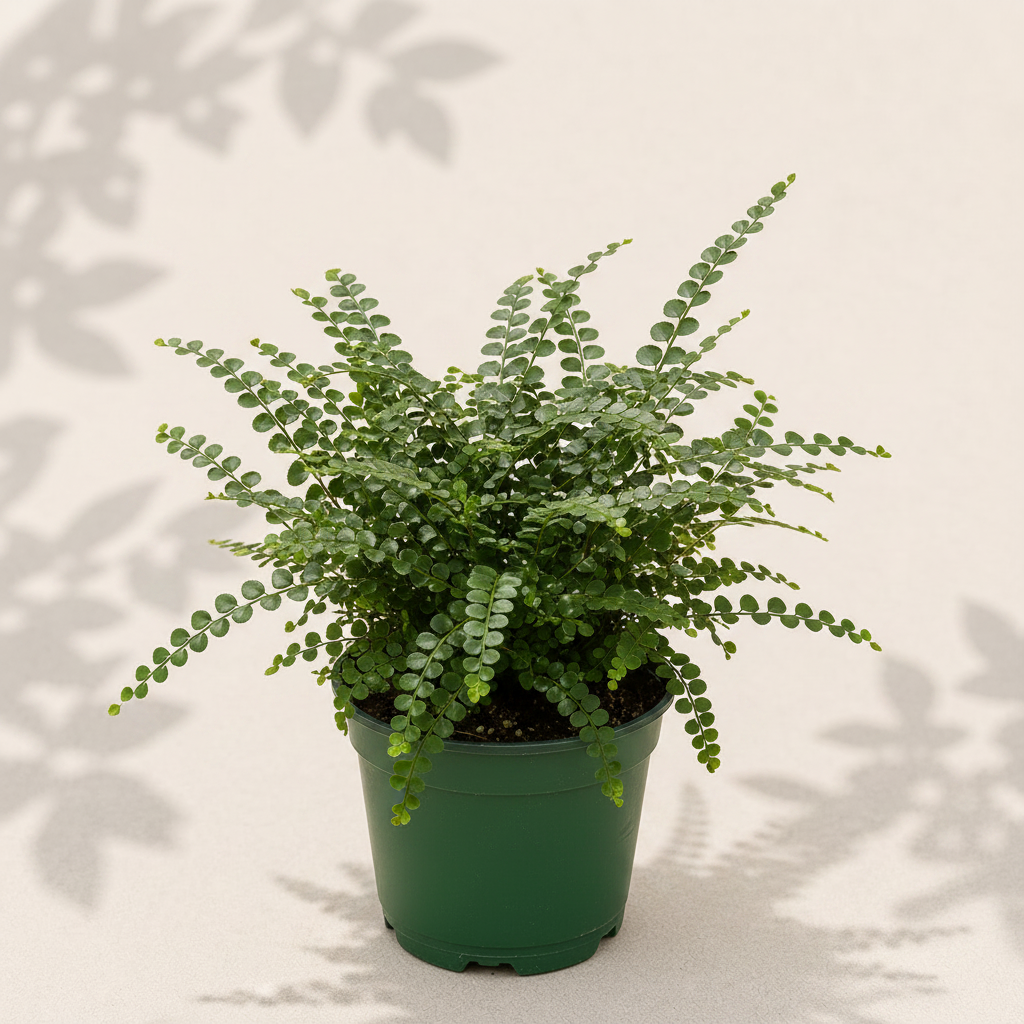 Pellaea Rotundifolia Button Fern 2 inch fern in dark green nursery pot
