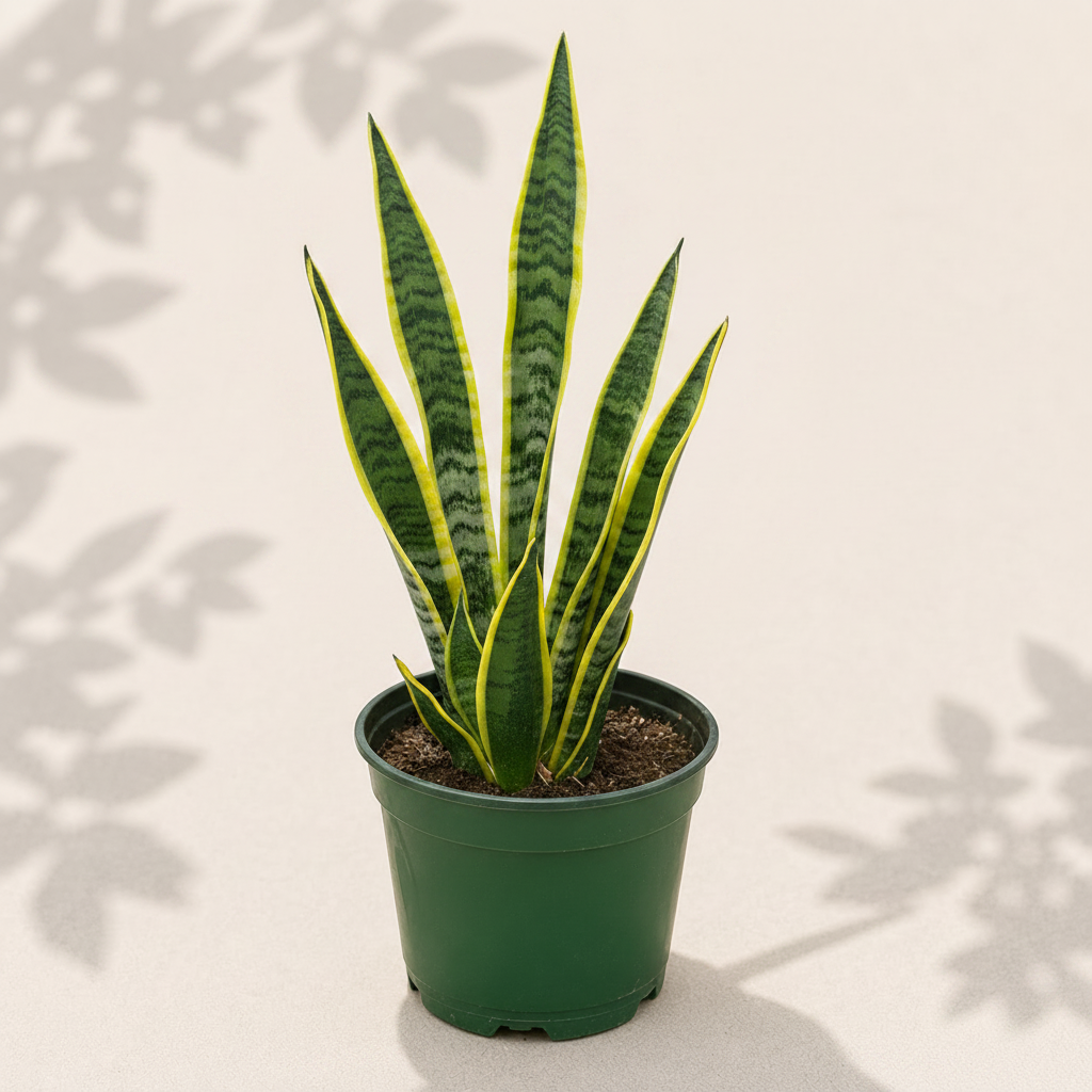 Sansevieria Laurentii 6 inch snake plant in dark green nursery pot