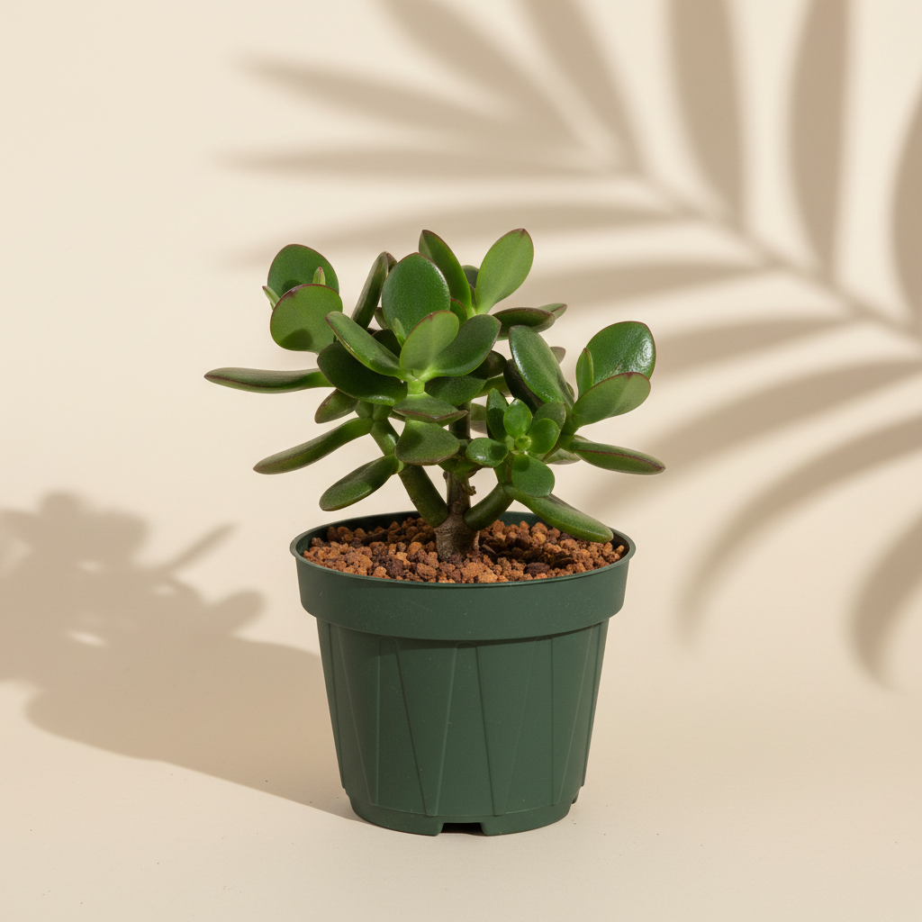 Crassula ovata Jade Plant 6 inch succulent in a dark green nursery pot