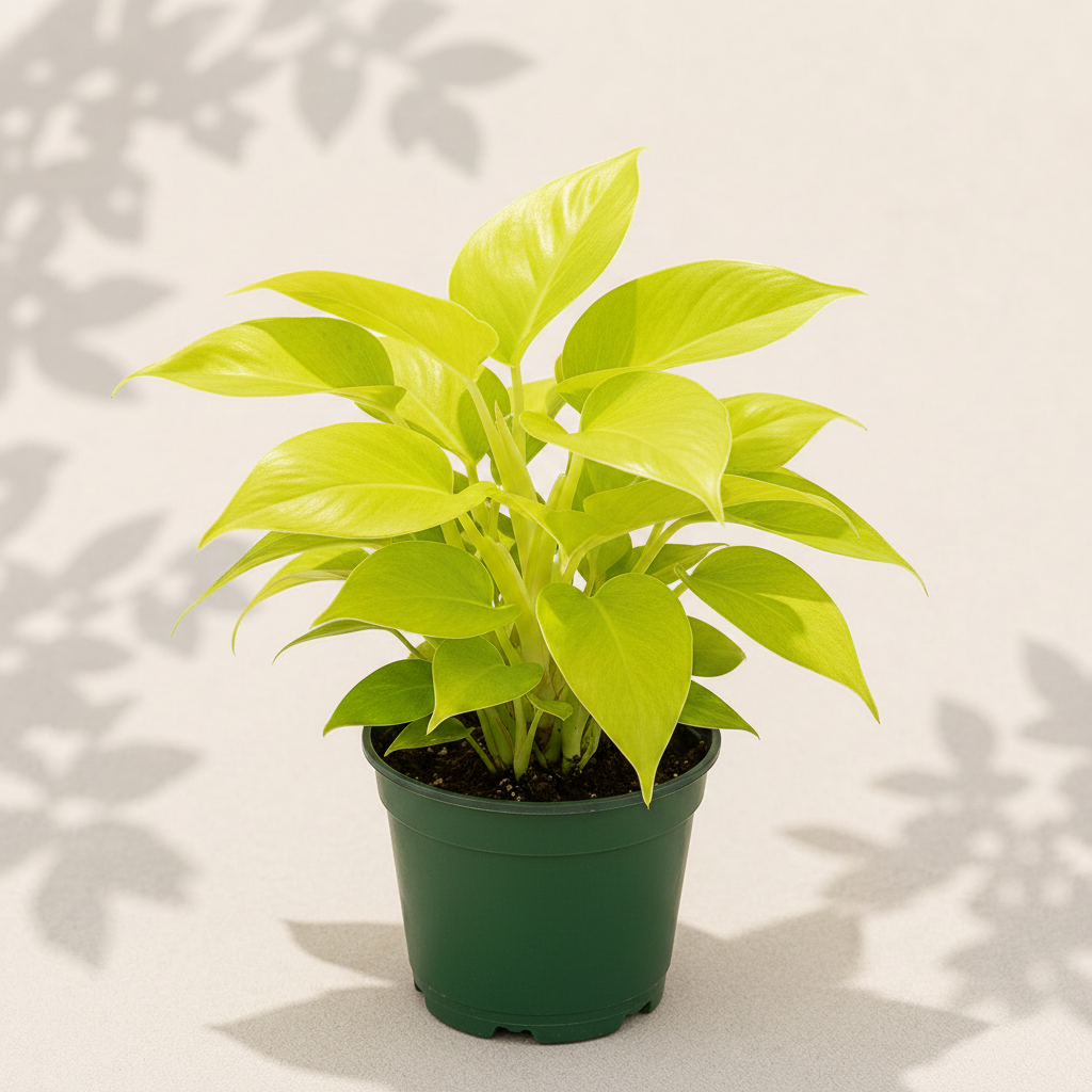 Philodendron Lemon Lime 6 inch houseplant in dark green nursery pot