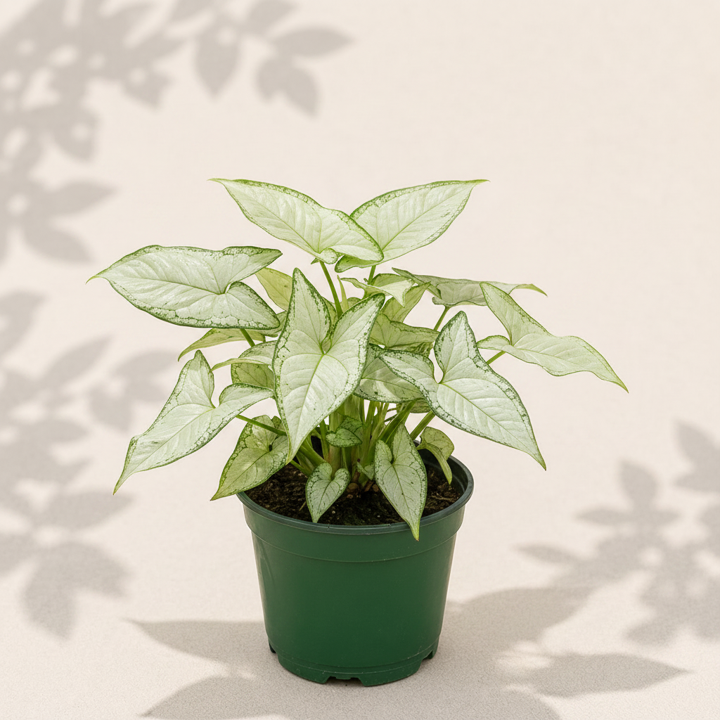 Syngonium Starlight 2 inch starter plant in dark green nursery pot