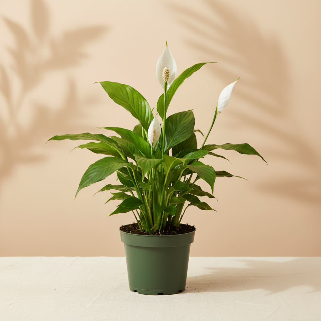 Spathiphyllum Peace Lily 4 inch in a dark green nursery pot
