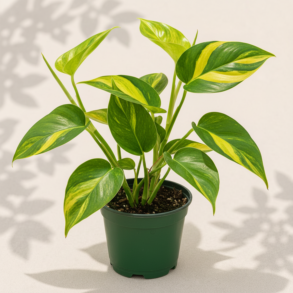 Philodendron Brasil 4 inch houseplant in dark green nursery pot