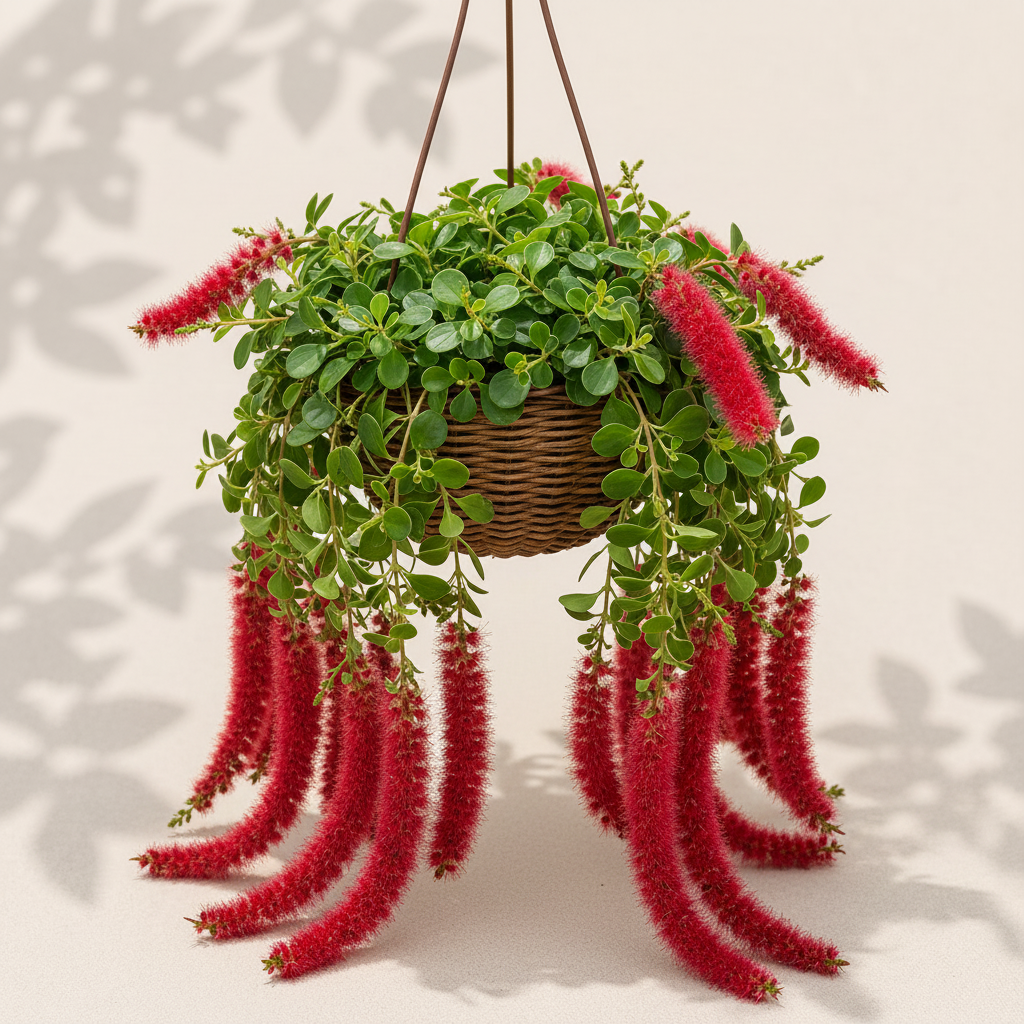 Acalypha Strawberry Firetails 6 inch hanging basket