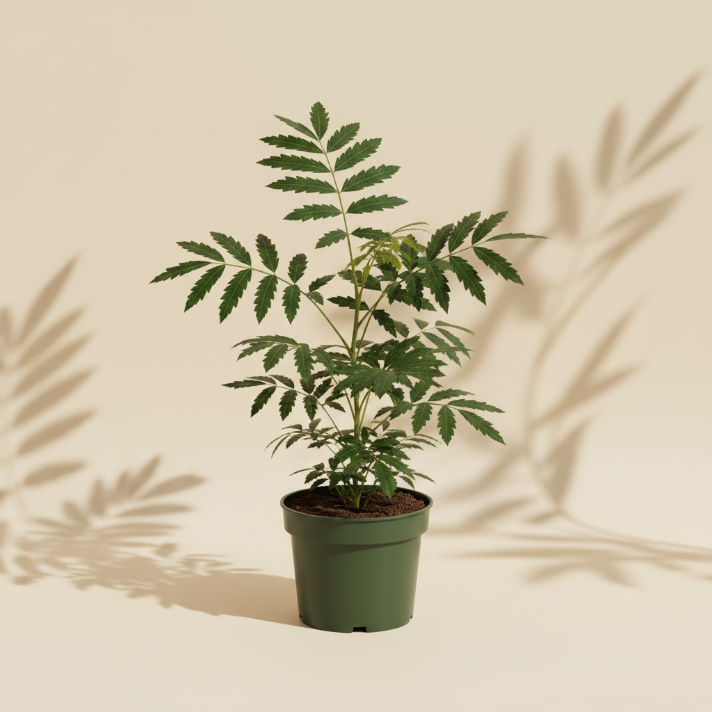 Plerandra Elegantissima False Aralia 4 inch houseplant in dark green nursery pot