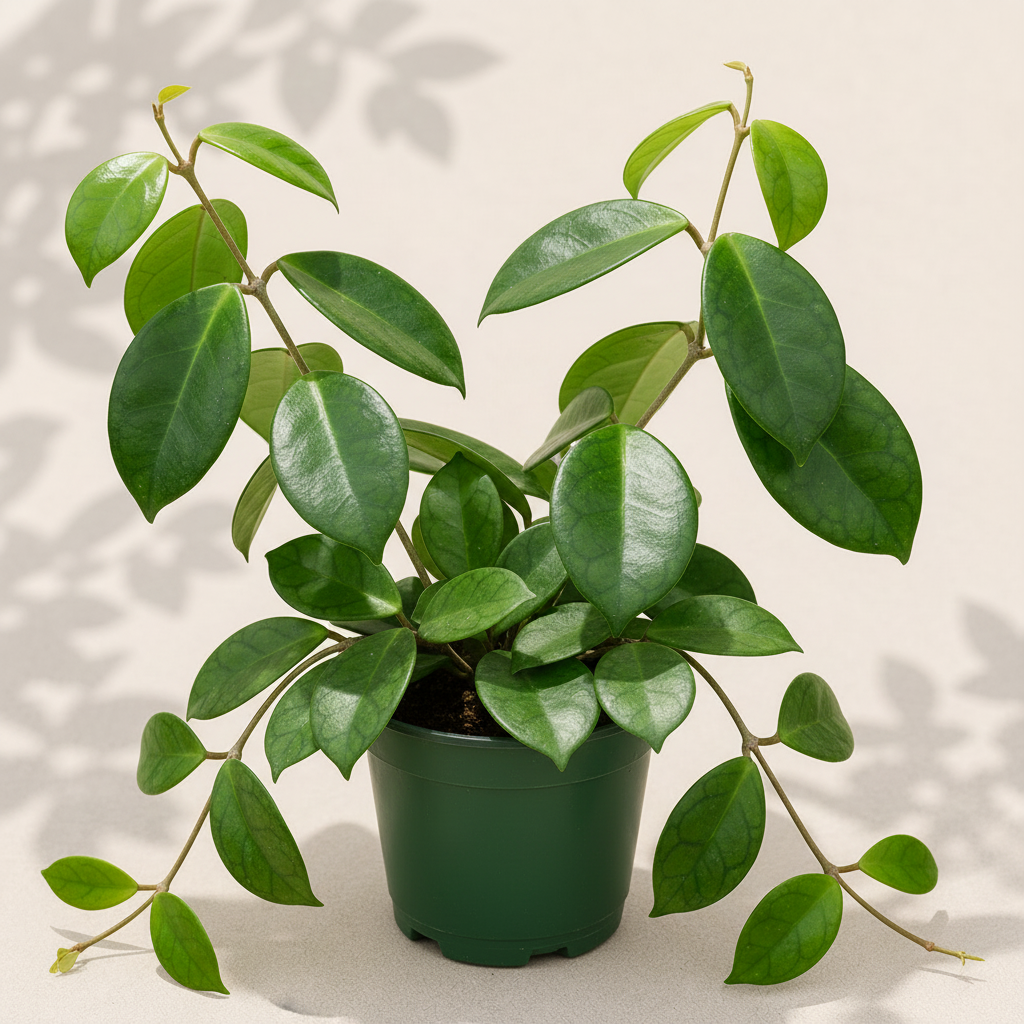 Hoya meliflua 4 inch houseplant in dark green nursery pot