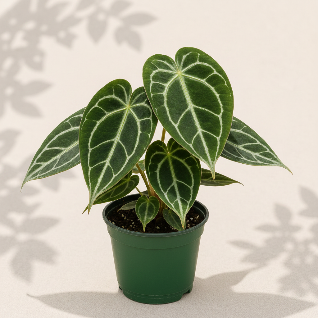 Anthurium Michelle x Forgetii 6 inch houseplant in dark green nursery pot