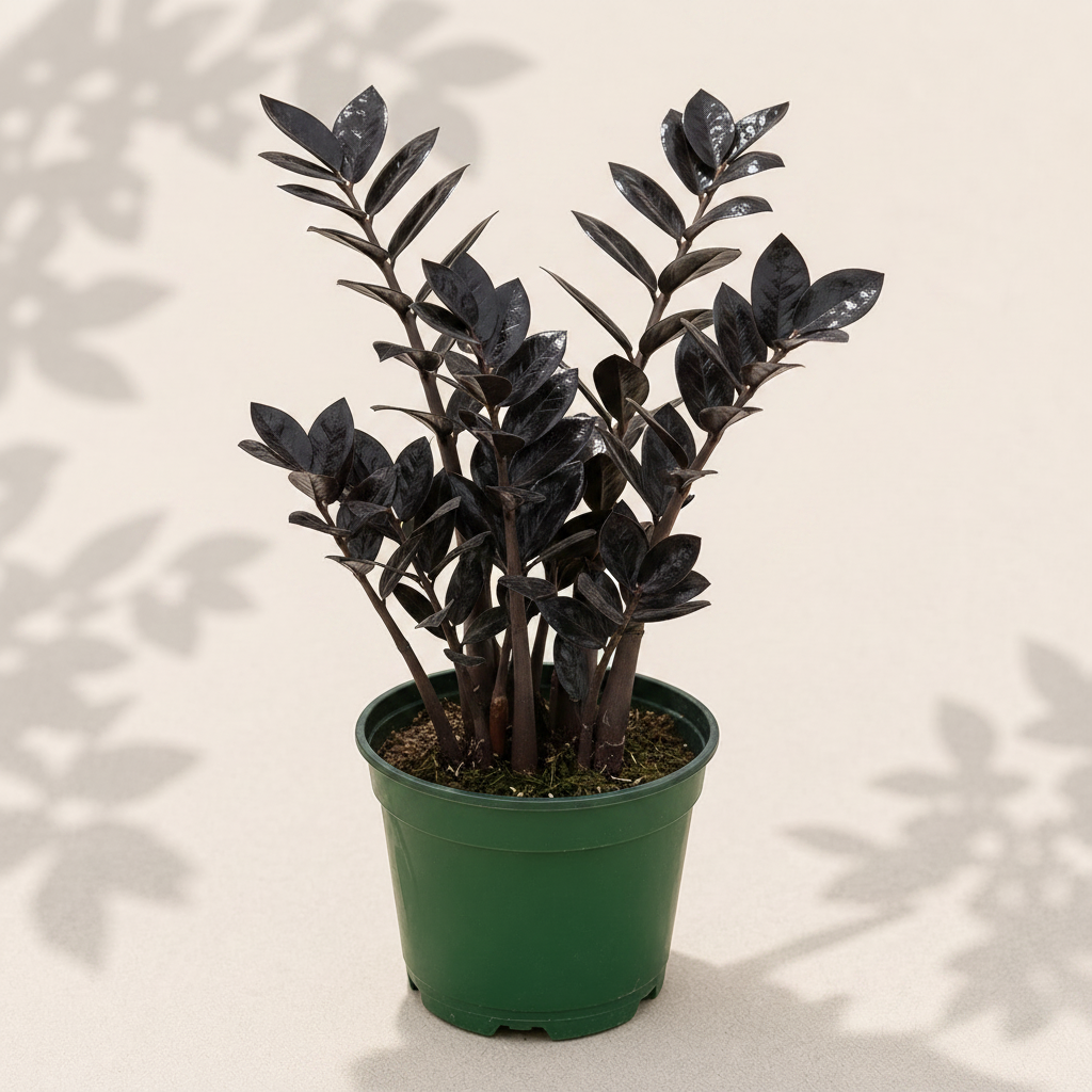 Zamioculcas Zamiifolia Raven ZZ 6 inch houseplant in dark green nursery pot