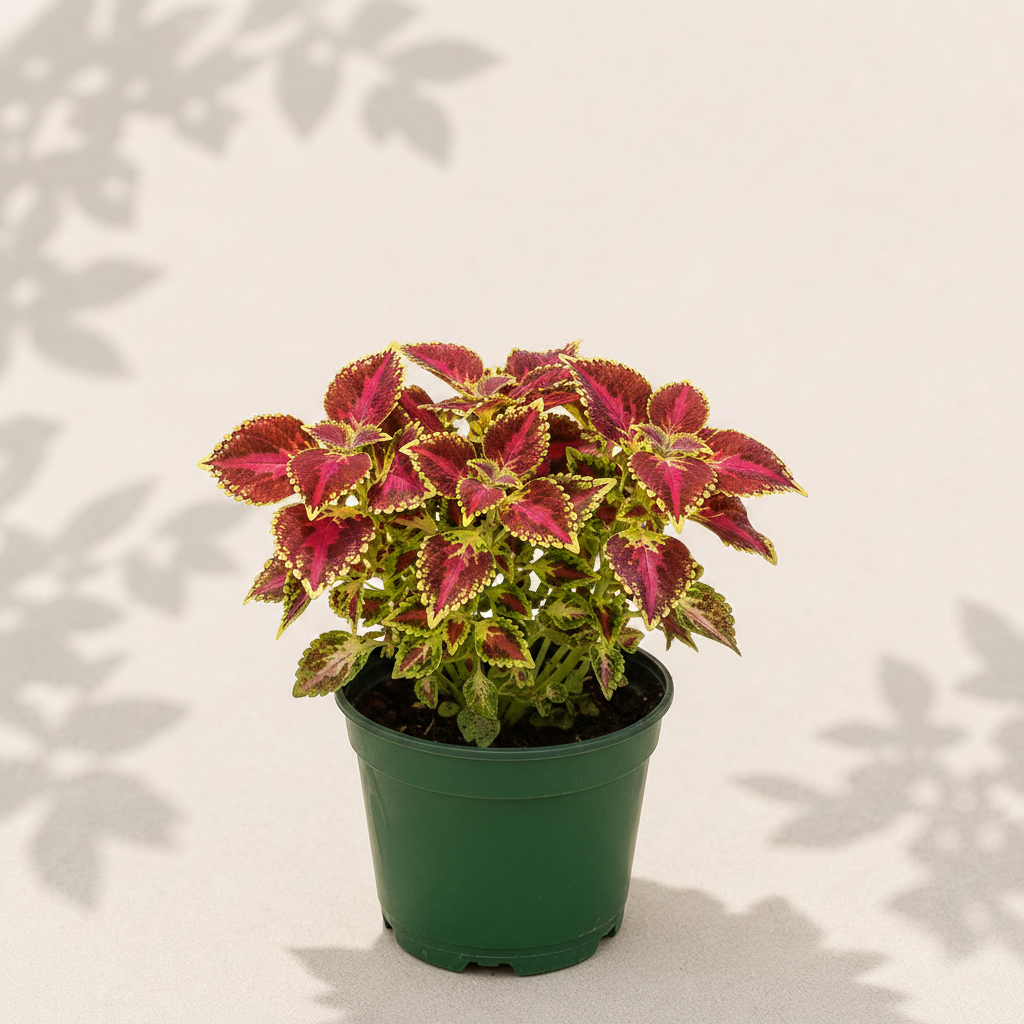 Coleus Presidio 2 inch starter plant in dark green nursery pot