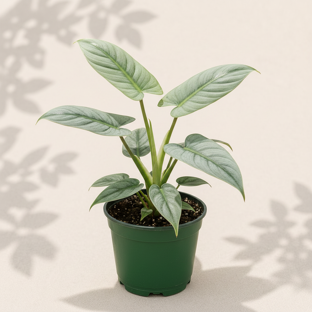 Philodendron Silver Sword 3 inch starter plant in dark green nursery pot