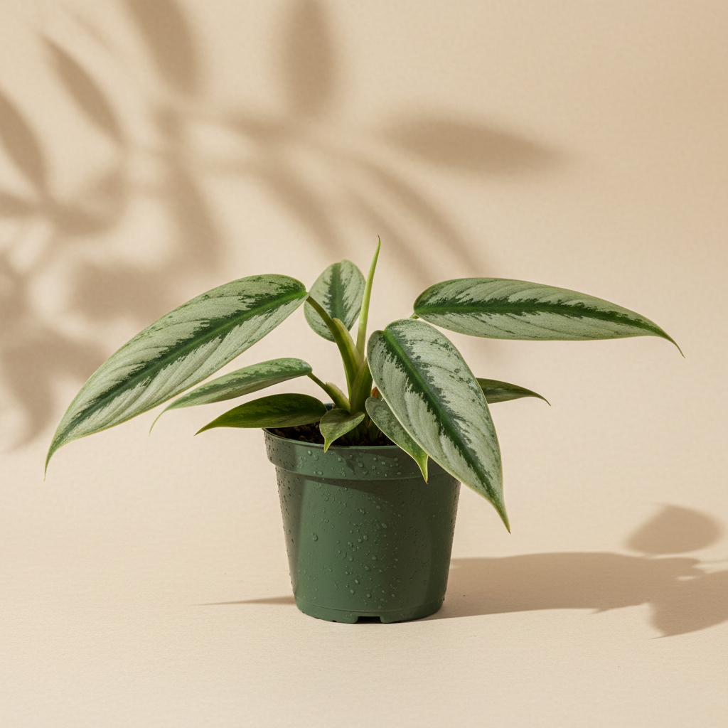 Philodendron Jose Buono 4 inch in a dark green nursery pot