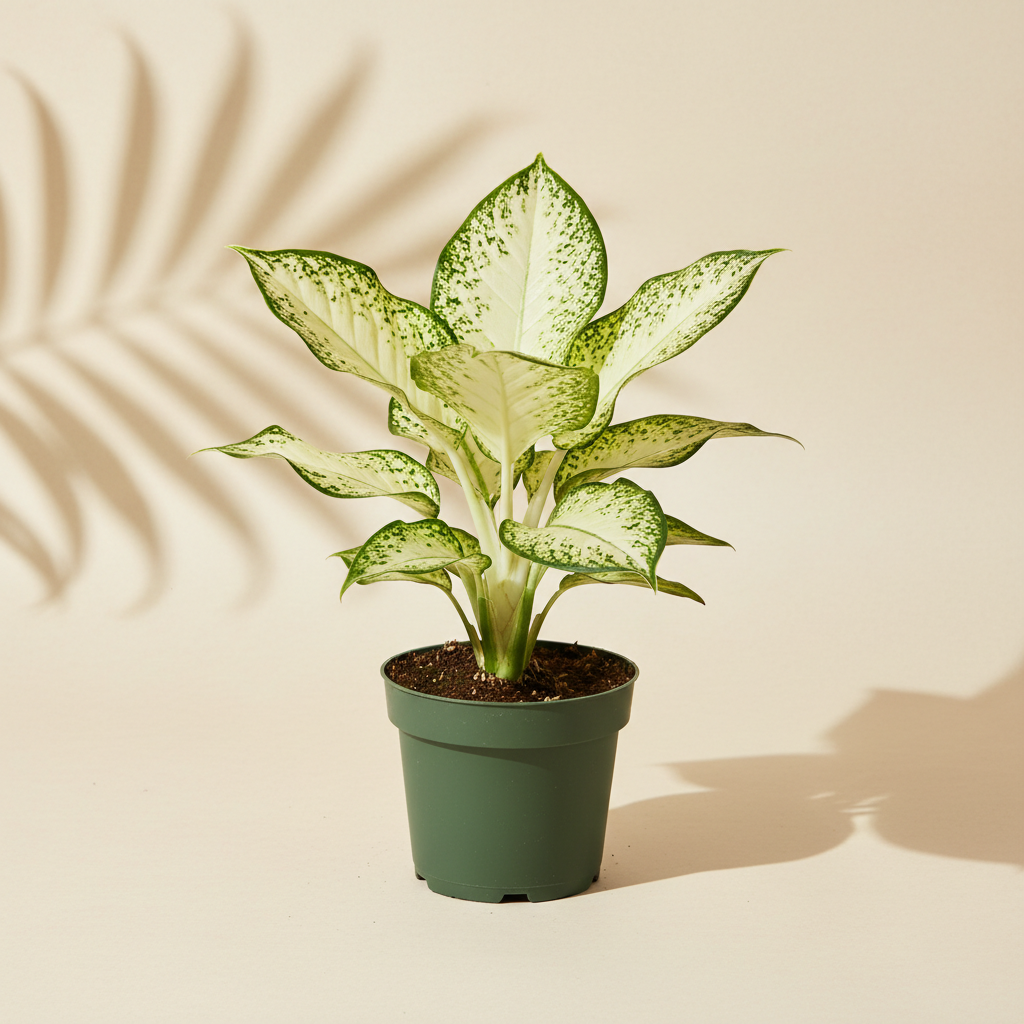 Dieffenbachia Amy 4 inch in a dark green nursery pot