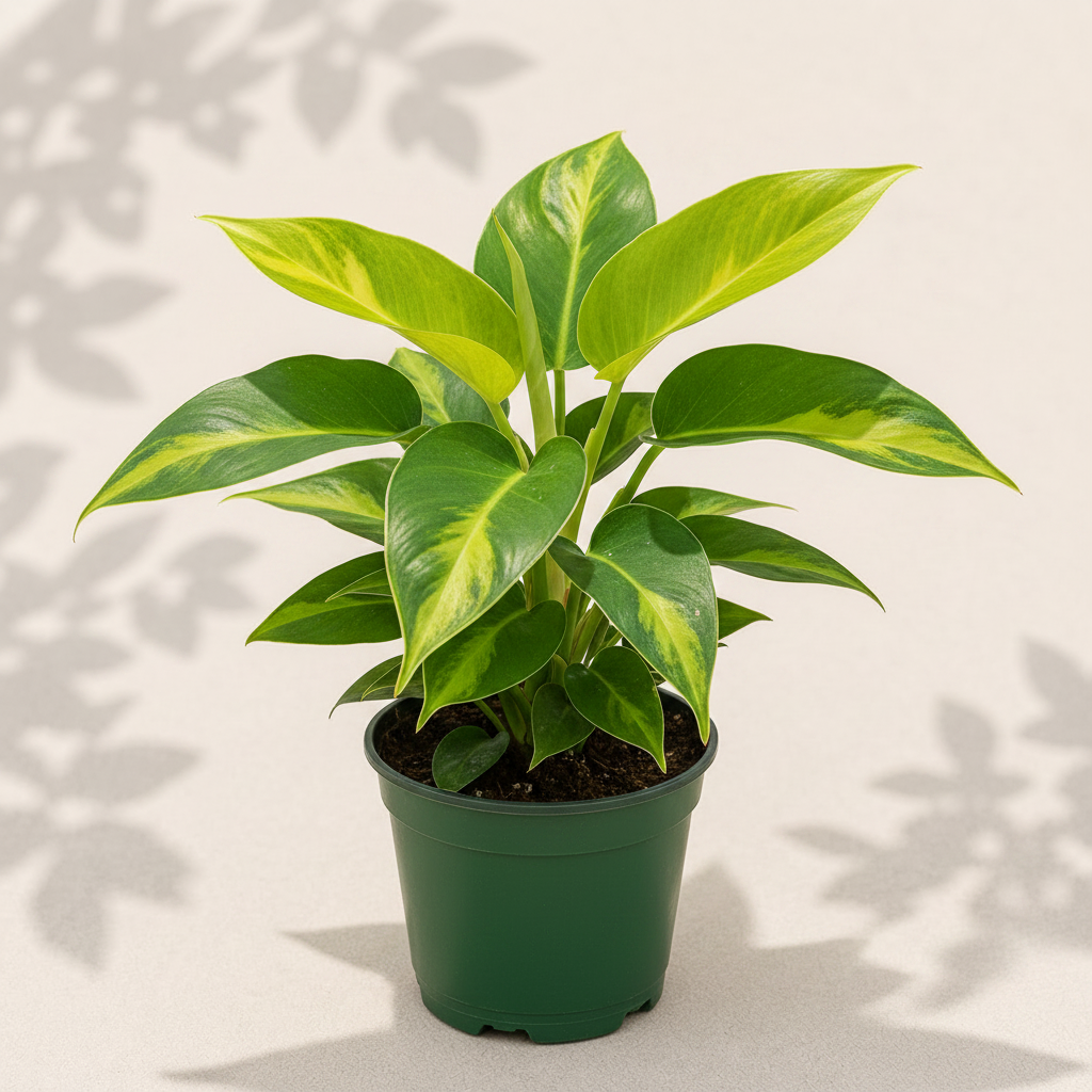 Philodendron Brasil 6 inch houseplant in dark green nursery pot