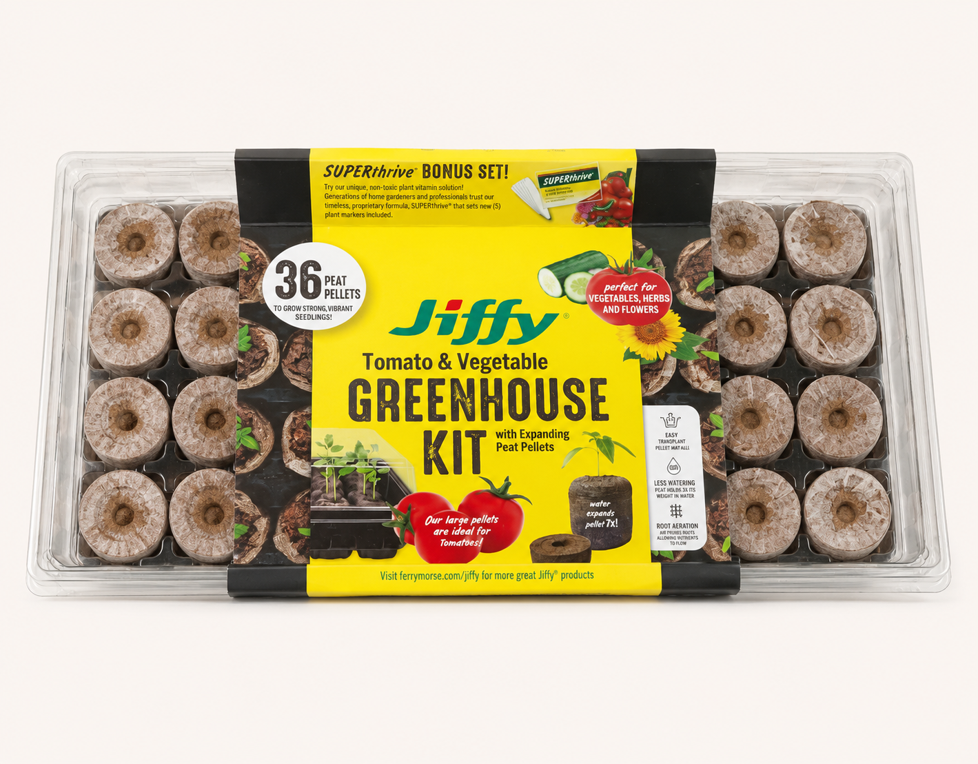 Jiffy Seed Starting Kit, 36 Cell 50mm Peat Pellets with Bonus