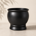 Rhoda Round pot with detached saucer in Matte Black