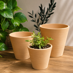 Buff Vietnamese terracotta cone planters in multiple sizes