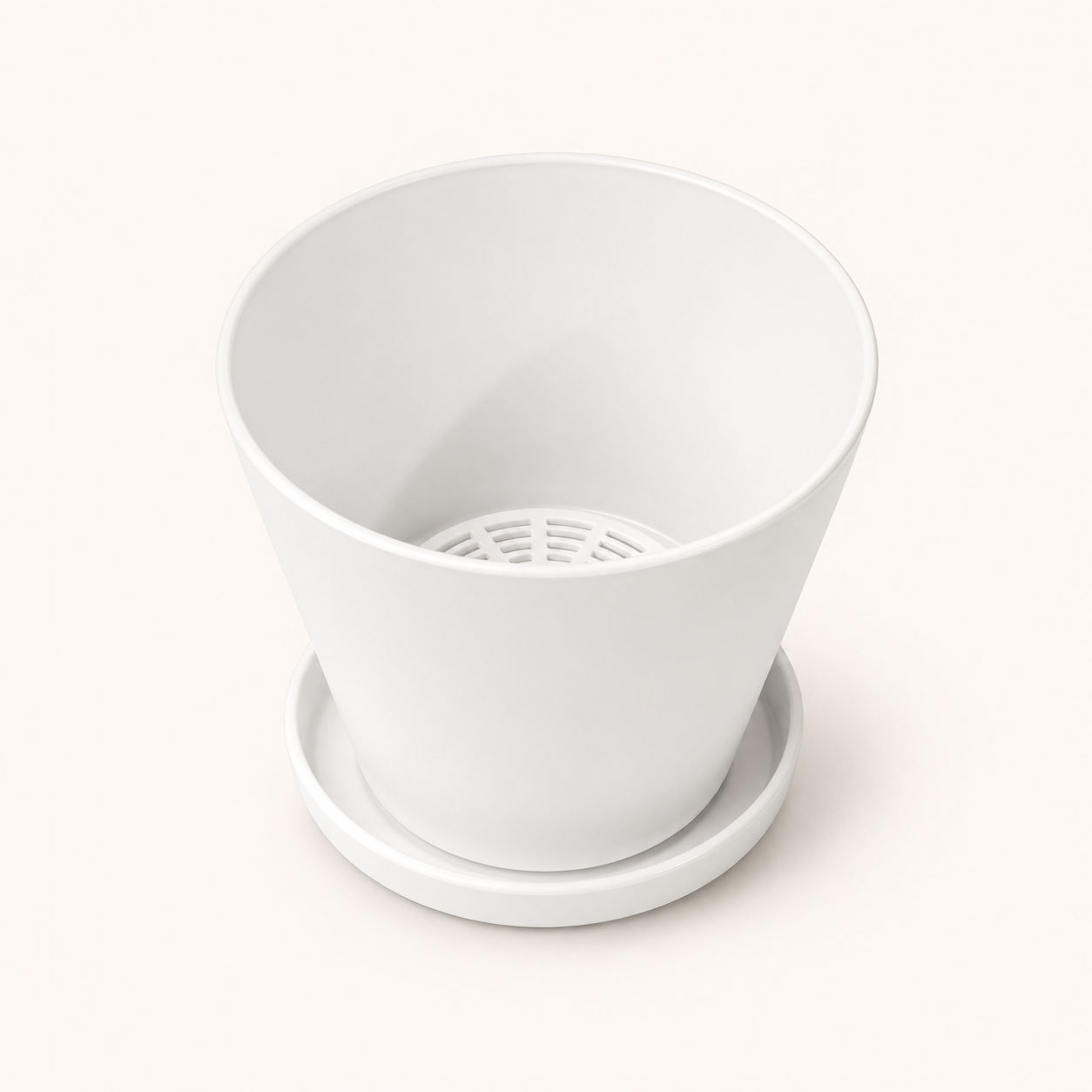 4" Pot and saucer - White